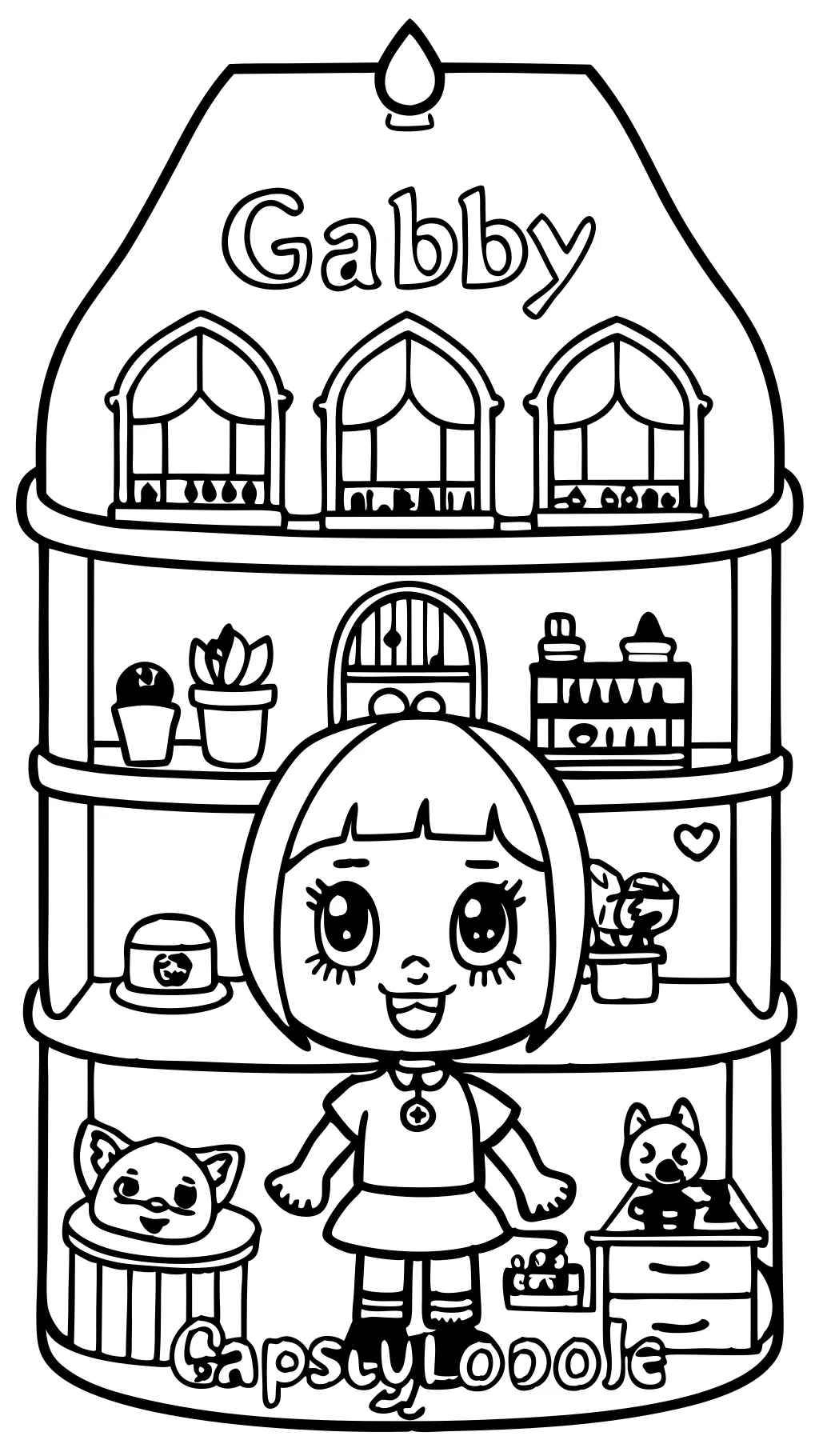 coloriage de maison de poupée gabby